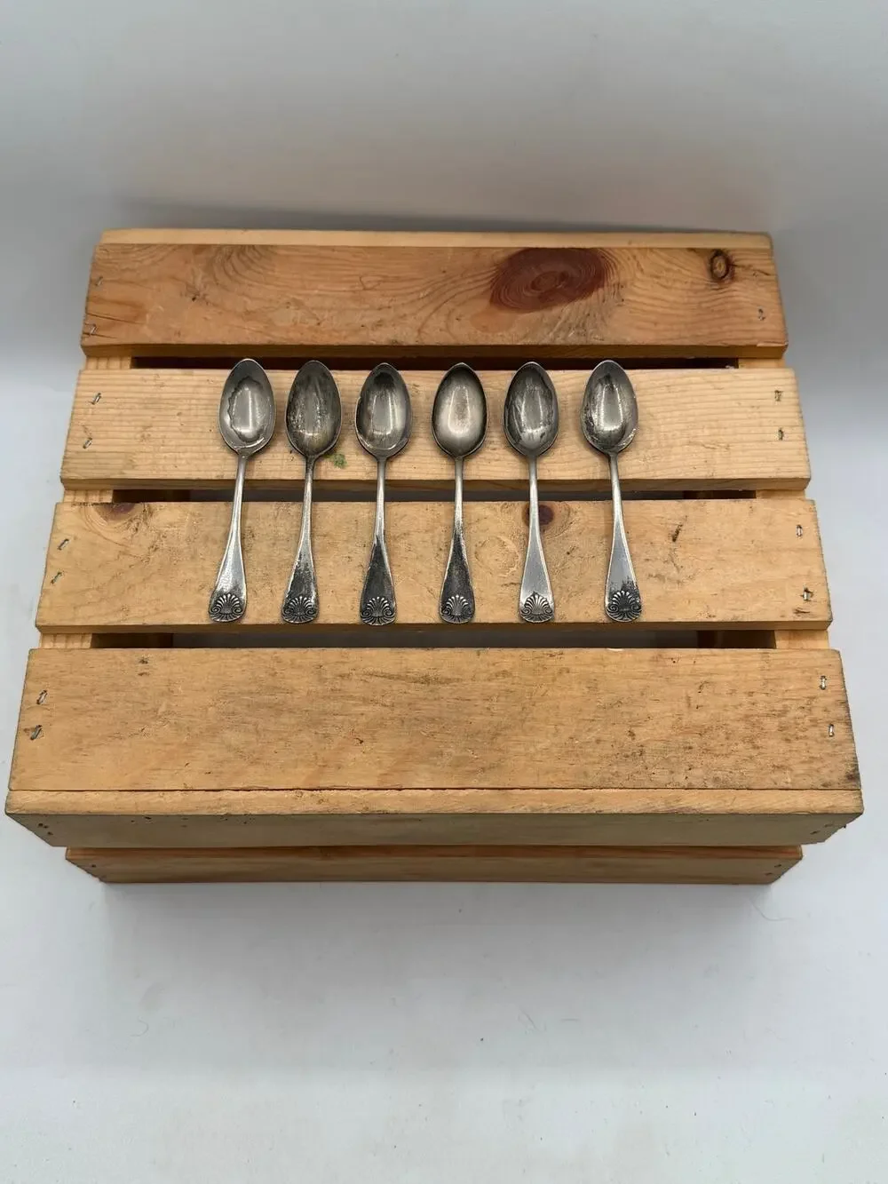 Vintage Crown Silver Shell Pattern Demitasse Spoons (Set of 6)